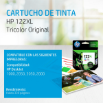 Cartucho de tinta HP 122XL Tricolor (CH564HL) DeskJet 2050/3050 330 Pag.