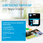 Cartucho de tinta HP 711 Negro (CZ133A) DesignJet T120/T520 80ml