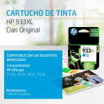 Cartucho de tinta HP 933XL Cian (CN054AL) Officejet 7110/7610 825 Pag.