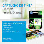 Cartucho de tinta HP 933XL Yellow (CN056AL) Officejet 7110/7610 825 Pag.