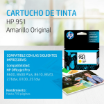 Cartucho de tinta HP 951 Yellow (CN052AL) Officejet 8100/8600 700 Pag.