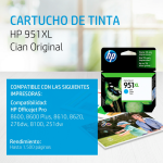 Cartucho de tinta HP 951XL Cian (CN046AL) OfficeJet 8100/8600 1500 Pag.
