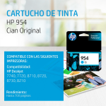 Cartucho de tinta HP 954 Cian (L0S50AL) OfficeJet 8710 700 Pag.