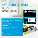 Cartucho de tinta HP 954 Negro (L0S59AL) OfficeJet 8710 1000 Pag.