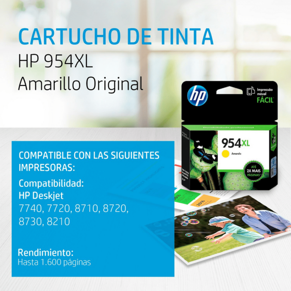 Cartucho de tinta HP 954XL Yellow (L0S68AL) OfficeJet 8710 1600 Pag.