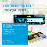 Cartucho de tinta HP 970 Negro (CN621AM) OfficeJet X476DW/X451DW 3000 Pag.