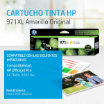 Cartucho de tinta HP 971XL Yellow (CN628AM) OfficeJet X476DW/X451DW 6600 Pag.