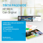 Cartucho de tinta HP 981A Cian (J3M68A) PageWide 556DN/586DN 6000 Pag.